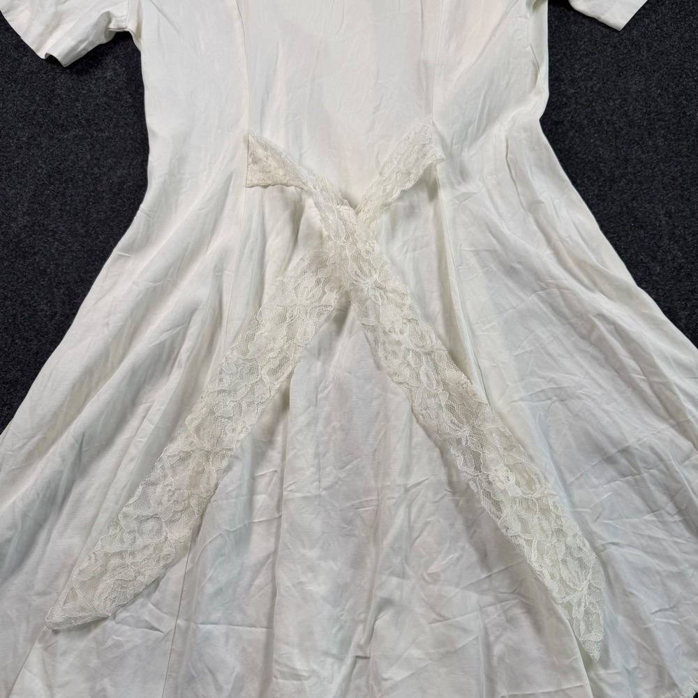 Vintage Elisse Jr Off White Lace Collar Button Front Mini Dress Size 11/12 USA - Picture 9 of 12